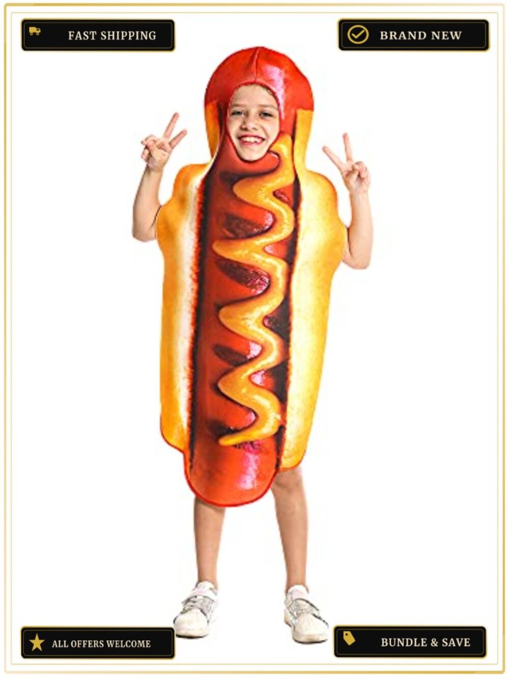 Kids Hot Dog Costume Tunic Lightweight Sponge Halloween Cosplay